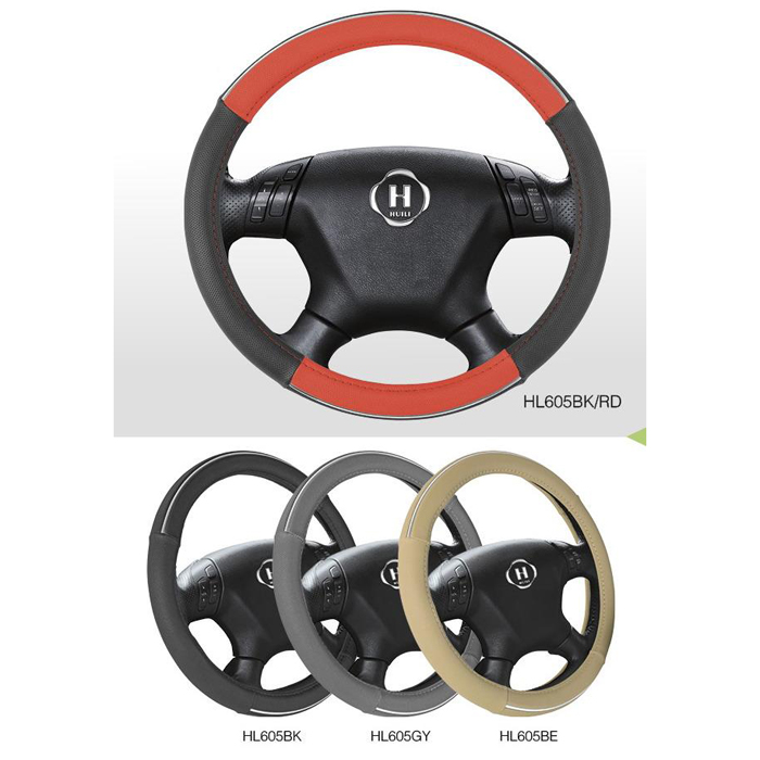 Popular PU Car Steering Wheel Cover With Black,Gray,Beige And Red